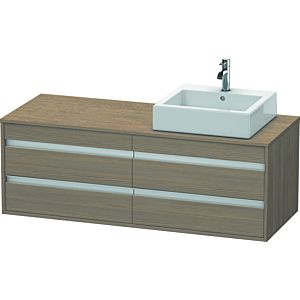 Duravit Ketho meuble sous-vasque KT6657R3535 140x55x49,6cm, pour Vasques  à poser , 4 tiroirs, découpe à droite, chêne terra