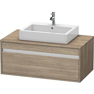 Duravit Ketho Waschtisch-Unterschrank KT669503535 100 x 55 cm, Eiche terra, für Aufsatzbecken mittig, 1 Auszug, wandhängend