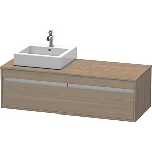 Duravit Ketho Waschtisch-Unterschrank KT6697L3535 140x55x42,6cm, für Aufsatzbecken, 2 Auszüge, Ausschnitt links, Eiche terra
