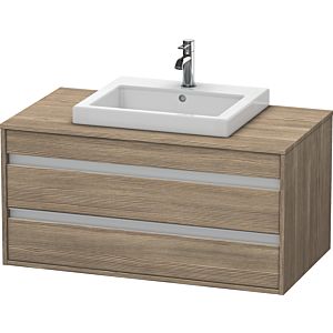 Ketho Duravit vasque KT675503535 100 x 55 cm, chêne terra, pour vasque à encastrer au milieu, 2 tiroirs