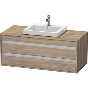 Ketho Duravit vasque KT675603535 120 x 55 cm, chêne terra, pour lavabo encastré au milieu, 2 tiroirs