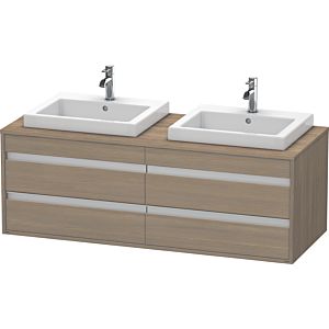 Ketho Duravit vasque KT6757B3535 140x55x49,6cm, pour vasque à encastrer, 4 tiroirs, découpe des deux côtés, chêne terra