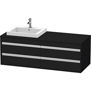 Duravit Ketho Waschtisch-Unterschrank KT6757L1616 140x55x49,6cm, für Einbauwaschtisch, 4 Schubkästen, Ausschnitt links, Eiche schwarz