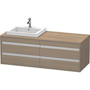 Duravit Ketho vanity unit KT6757L3535 140x55x49.6cm, for built-in washbasin, 4 drawers, cut-out on the left, terra oak