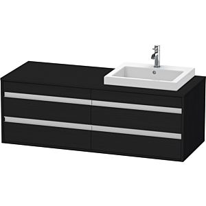 Duravit Ketho Waschtisch-Unterschrank KT6757R1616 140x55x49,6cm, für Einbauwaschtisch, 4 Schubkästen, Ausschnitt rechts, Eiche schwarz
