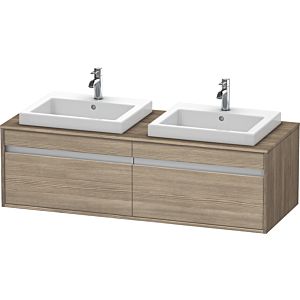 Duravit Ketho meuble sous-vasque KT6797B3535 140x55x42,6cm, Vasque encastrée , 2 coulissants, découpe des deux côtés, chêne terra