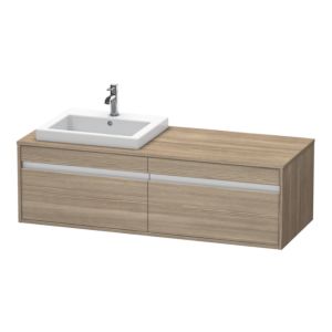 Duravit Ketho meuble sous-vasque KT6797L3535 140x55x42,6cm, Vasque encastrée , 2 coulissants, découpe à gauche, chêne terra