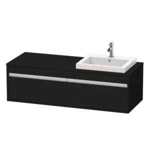 Duravit Ketho meuble sous-vasque KT6797R1616 140x55x42,6cm, Vasque encastrée , 2 coulissants, découpe à droite, Eiche schwarz