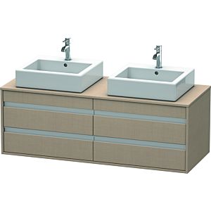 Duravit Ketho meuble sous-vasque KT6657B7575 140x55x49,6cm, pour Vasques  à poser , 4 tiroirs, découpe des deux côtés, lin