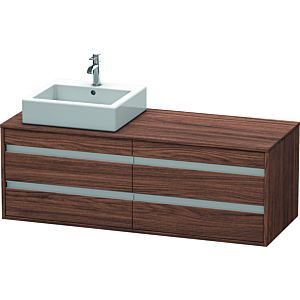 Duravit Ketho meuble sous-vasque KT6657L2121 140x55x49,6cm, pour Vasques  à poser , 4 tiroirs, découpe à gauche, noyer foncé
