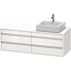 Duravit Ketho Waschtisch-Unterschrank KT6657R2222 140x55x49,6cm, für Aufsatzbecken, 4 Schubkästen, Ausschnitt rechts, weiß hochglanz