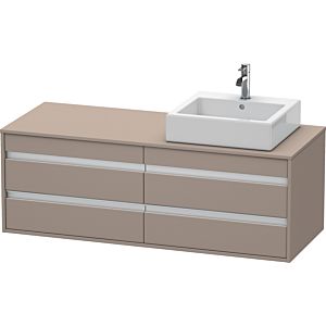 Duravit Ketho vanity unit KT6657R4343 140x55x49.6cm, for Wash Bowls , 4 drawers, cut-out on the right, matt basalt