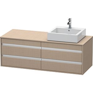 Duravit Ketho meuble sous-vasque KT6657R7575 140x55x49,6cm, pour Vasques  à poser , 4 tiroirs, découpe à droite, lin