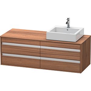Duravit Ketho vanity unit KT6657R7979 140x55x49.6cm, for Wash Bowls , 4 drawers, cut-out on the right, natural walnut