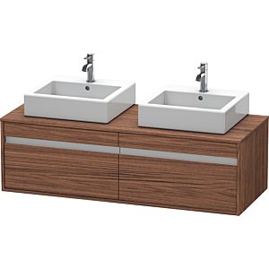 Duravit Ketho Waschtisch-Unterschrank KT6697B2121 140x55x42,6cm, für Aufsatzbecken, 2 Auszüge, Ausschnitt beidseitig, nussbaum dunkel