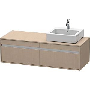 Duravit Ketho Waschtisch-Unterschrank KT6697R7575 140x55x42,6cm, für Aufsatzbecken, 2 Auszüge, Ausschnitt rechts, leinen