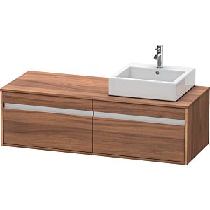 Duravit Ketho Waschtisch-Unterschrank KT6697R7979 140x55x42,6cm, für Aufsatzbecken, 2 Auszüge, Ausschnitt rechts, nussbaum natur