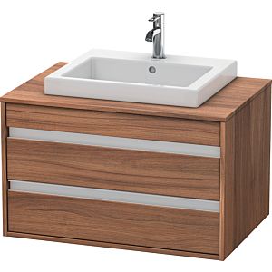 Duravit Ketho vanity unit KT675407979 80 x 55 cm, natural walnut, for built-in washbasin in the middle, 2 drawers