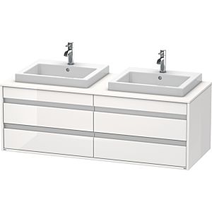 Ketho Duravit vasque KT6757B2222 140x55x49,6cm, pour vasque à encastrer, 4 tiroirs, découpe des deux côtés, blanc brillant