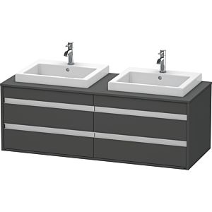 Ketho Duravit vasque KT6757B4949 140x55x49,6cm, pour vasque à encastrer, 4 tiroirs, découpe des deux côtés, graphite mat