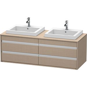 Ketho Duravit vasque KT6757B7575 140x55x49,6cm, pour vasque à encastrer, 4 tiroirs, découpe des deux côtés, lin