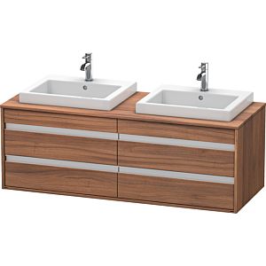 Duravit Ketho Waschtisch-Unterschrank KT6757B7979 140x55x49,6cm, für Einbauwaschtisch, 4 Schubkästen, Ausschnitt beidseitig, nussbaum natur