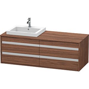 Ketho Duravit vasque KT6757L2121 140x55x49,6cm, pour vasque à encastrer, 4 tiroirs, découpe à gauche, noyer foncé