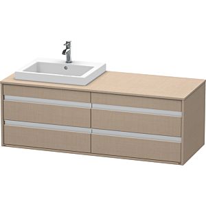 Ketho Duravit vasque KT6757L7575 140x55x49,6cm, pour vasque à encastrer, 4 tiroirs, découpe à gauche, lin