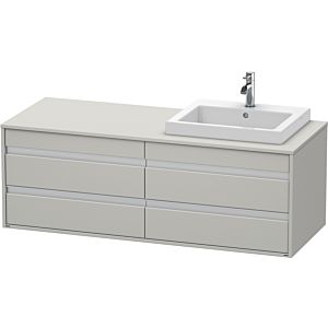 Duravit Ketho Waschtisch-Unterschrank KT6757R0707 140x55x49,6cm, für Einbauwaschtisch, 4 Schubkästen, Ausschnitt rechts, betongrau matt