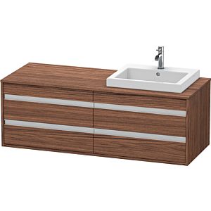 Duravit Ketho vanity unit KT6757R2121 140x55x49.6cm, for built-in washbasin, 4 drawers, cut-out on the right, dark walnut