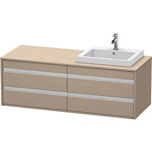 Duravit Ketho vanity unit KT6757R7575 140x55x49.6cm, for built-in washbasin, 4 drawers, cut-out on the right, linen