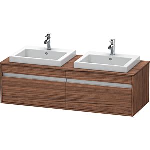 Duravit Ketho meuble sous-vasque KT6797B2121 140x55x42,6cm, Vasque encastrée , 2 coulissants, découpe des deux côtés, noyer foncé