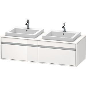 Duravit Ketho Waschtisch-Unterschrank KT6797B2222 140x55x42,6cm, Einbauwaschtische, 2 Auszüge, Ausschnitt beidseitig, weiß hochglanz