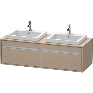 Duravit Ketho Waschtisch-Unterschrank KT6797B7575 140x55x42,6cm, Einbauwaschtische, 2 Auszüge, Ausschnitt beidseitig, leinen