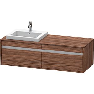 Duravit Ketho Waschtisch-Unterschrank KT6797L2121 140x55x42,6cm, Einbauwaschtische, 2 Auszüge, Ausschnitt links, nussbaum dunkel