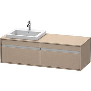 Duravit Ketho Waschtisch-Unterschrank KT6797L7575 140x55x42,6cm, Einbauwaschtische, 2 Auszüge, Ausschnitt links, leinen