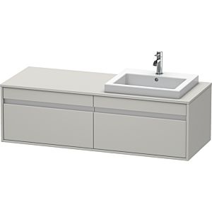 Duravit Ketho Waschtisch-Unterschrank KT6797R0707 140x55x42,6cm, Einbauwaschtische, 2 Auszüge, Ausschnitt rechts, betongrau matt