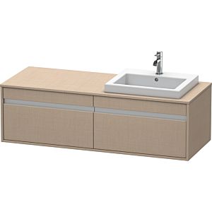Duravit Ketho Waschtisch-Unterschrank KT6797R7575 140x55x42,6cm, Einbauwaschtische, 2 Auszüge, Ausschnitt rechts, leinen