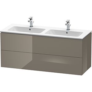 Duravit L-Cube Waschtischunterbau LC625808989 Flannel Grey Hochglanz, 129x55x48,1cm, 2 Auszüge
