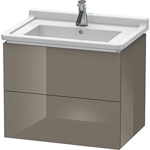 Duravit L-Cube vanity unit LC626408989 67 x 46.9 cm, flannel gray high gloss, 2 drawers, wall-hung