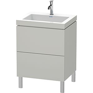 Duravit L-Cube Waschtisch-Unterschrank LC6936O0707 60 x48 cm, 1 Hahnloch, betongrau matt, 2 Auszüge, bodenstehend