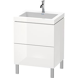 Duravit L-Cube Waschtisch-Unterschrank LC6936O2222 60 x48 cm, 1 Hahnloch, weiß hochglanz, 2 Auszüge, bodenstehend