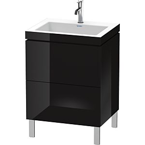 Duravit L-Cube Waschtisch-Unterschrank LC6936O4040 60 x48 cm, 1 Hahnloch, schwarz hochglanz, 2 Auszüge, bodenstehend