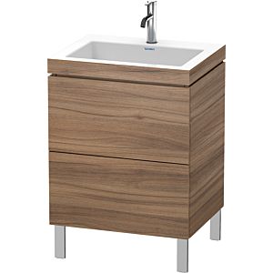 Duravit L-Cube Waschtisch-Unterschrank LC6936O7979 60 x48 cm, 1 Hahnloch, nussbaum natur, 2 Auszüge, bodenstehend