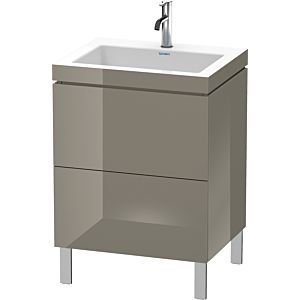 Duravit L-Cube Waschtisch-Unterschrank LC6936O8989 60 x48 cm, 1 Hahnloch, flannel grey hochglanz, 2 Auszüge, bodenstehend