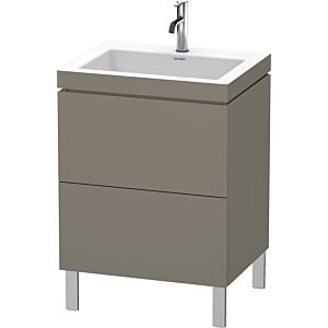 Duravit L-Cube Waschtisch-Unterschrank LC6936O9090 60 x48 cm, 1 Hahnloch, flannel grey seidenmatt, 2 Auszüge, bodenstehend