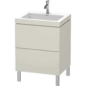 Duravit L-Cube Waschtisch-Unterschrank LC6936O9191 60 x48 cm, 1 Hahnloch, taupe matt, 2 Auszüge, bodenstehend