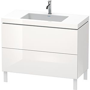 Duravit L-Cube Waschtisch-Unterschrank LC6938O2222 100 x 48 cm, 1 Hahnloch, weiß hochglanz, 2 Auszüge, bodenstehend
