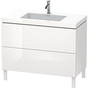 Duravit L-Cube Waschtisch-Unterschrank LC6938O8585 100 x 48 cm, 1 Hahnloch, weiß hochglanz, 2 Auszüge, bodenstehend