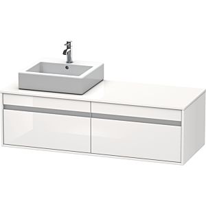 Duravit Ketho meuble sous-vasque KT6697L2222 140x55x42,6cm, pour Vasques  à poser , découpe à gauche, blanc brillant